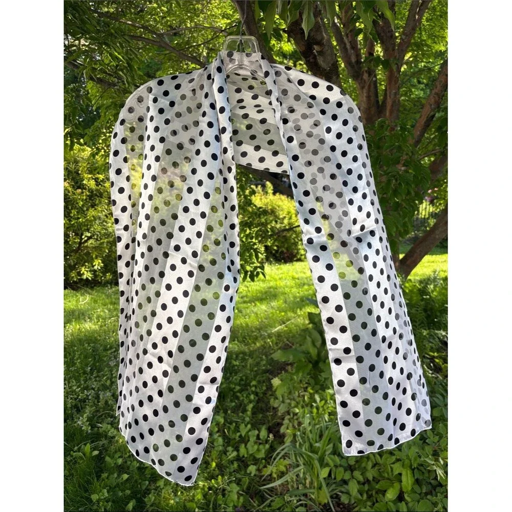 Polka Dot Sheer Scarf - Black and White
